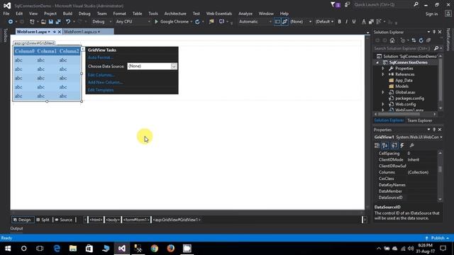 SQL Connection in ASP.NET | Connection String | Grid View | Visual Studio 2017 смотреть онлайн
