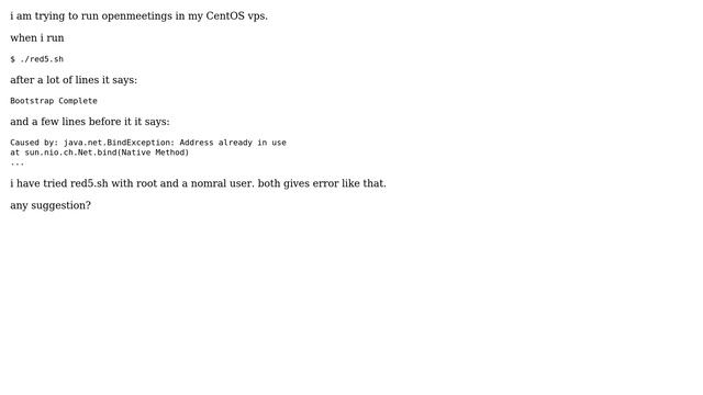 Openmeetings: problem in running: "Address already in use " смотреть онлайн