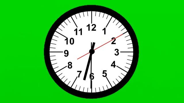 Analog CLOCK. 11 HOUR to 12. Ticking, TicTac, Count overtime Green Screen смотреть онлайн