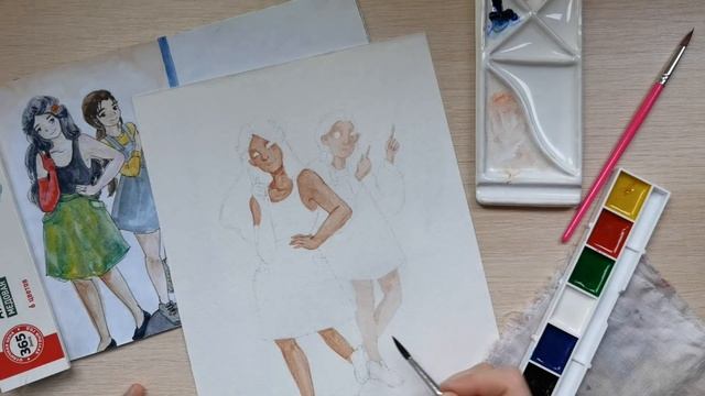 можно ли рисовать детской акварелью за 10 рублей?? || перерисовываю старый рисунок смотреть онлайн