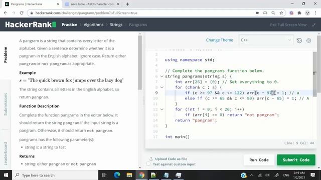 HackerRank Solution: Pangrams in C++ смотреть онлайн