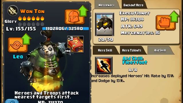 Clash of Lords 2 - Won Ton Hero Skill and Aid Skill statistics смотреть онлайн