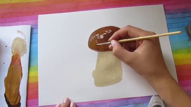 КАК НАРИСОВАТЬ ГРИБ БОРОВИК ГУАШЬЮ / рисуем грибы поэтапно смотреть онлайн