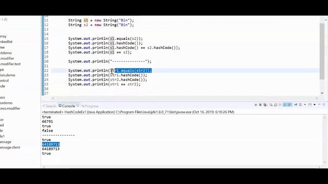 hashCode() and equals() method override in Java смотреть онлайн