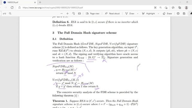 RSA Full Domain Hash (FDH) Signature смотреть онлайн