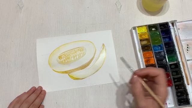 КАК НАРИСОВАТЬ ДЫНЮ/ Melon sketch watercolor /Дыня акварель/ Скетч/ #какнарисовать смотреть онлайн