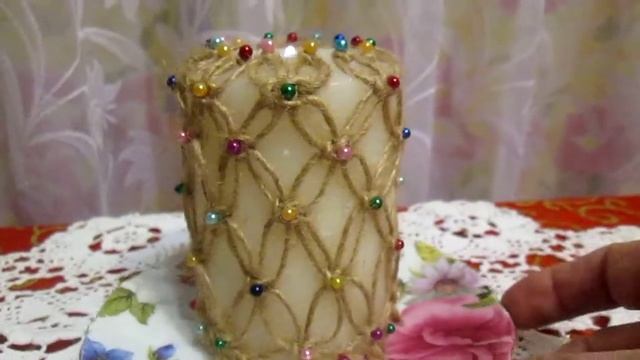 Свеча в технике макраме. смотреть онлайн