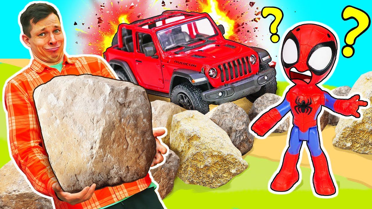 Джип Человека Паука сломался! Игрушки для мальчиков и супергерои в видео для детей смотреть онлайн
