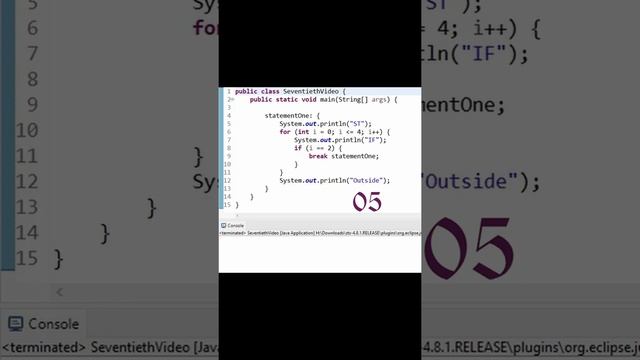 Different usage - break statement Java. смотреть онлайн