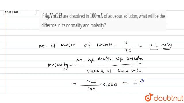 If `4 g NaOH` are dissolved in `100 mL` of aqueous solution, what will be the differnce in its смотреть онлайн