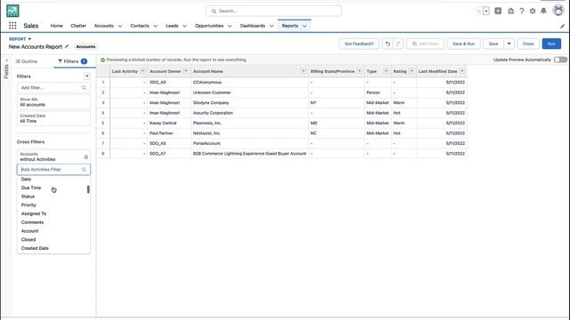 How to Create a Report - Accounts with no Activities | Salesforce смотреть онлайн