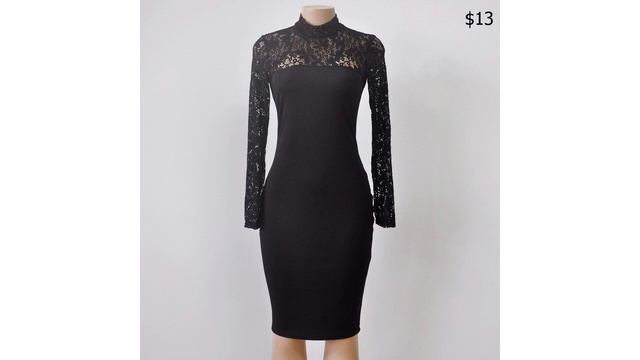 Одежда с AliExpress. Красивое кружевное платье миди осень зима с длинными рукавами ниже колен. смотреть онлайн