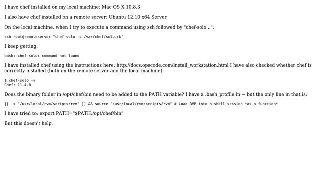 Error when using Chef on OS X: "bash: chef-solo: command not found" смотреть онлайн