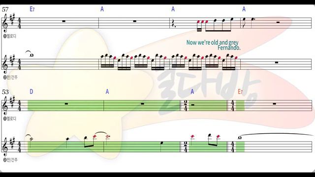 [별다방/동영상악보]  ABBA - Gimme Gimme Gimme  (Melody Sheets On KARAOKE)