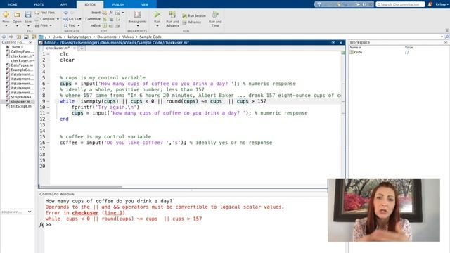 MATLAB: Coding while loops to validate user inputs смотреть онлайн