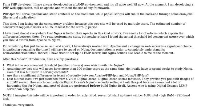 DevOps & SysAdmins: PHP/FastCgi - Which is the threshold over which to use nginx instead of apache смотреть онлайн