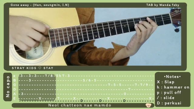 Stray Kids - Gone Away(HAN, Seungmin, I.N) Fingerstyle Guitar TAB #straykids #goneaway #스트레이키즈