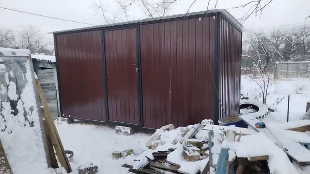 Хозблок 4х2 метра, сборно-сварной вариант, коричневый профлист