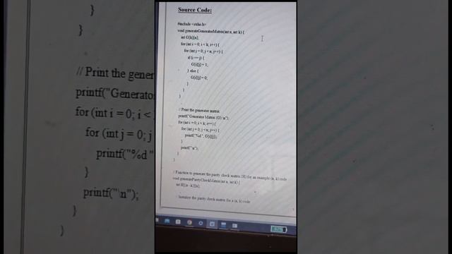 C code for generating Generator and Parity matrices with respect to given data length.| смотреть онлайн