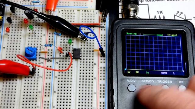 LM358 Op Amp Delayed Voltage Follower Circuit Build And Oscilloscope Measured For DIY Electronics