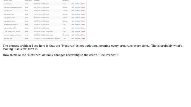 Wordpress: Cron schedule not updating after run смотреть онлайн