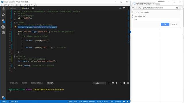 Modern JavaScript Fundamentals 7 Interaction alert, prompt, confirm смотреть онлайн