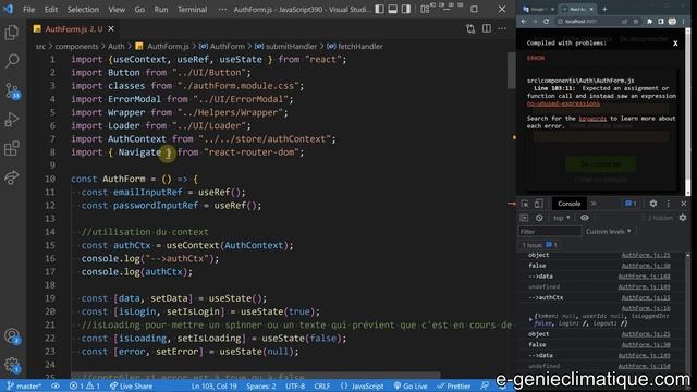 JavaScript390-React.js-Le hook useNavigate pour changer de page automatiquement après une condition смотреть онлайн