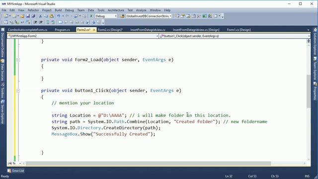 c# Tutorial 8. How To Create File or Directory In C# windows forms VS смотреть онлайн