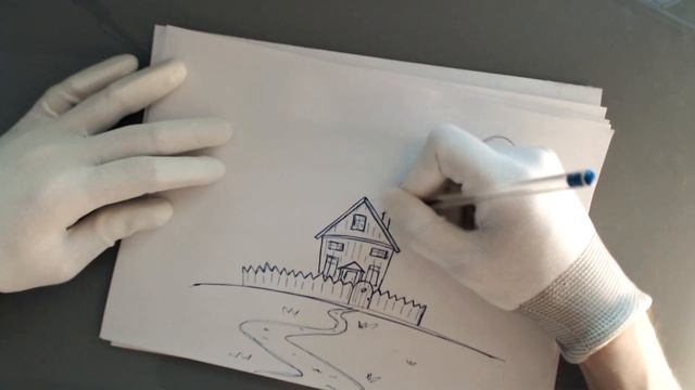 Как нарисовать деревенский домик шариковой ручкой. смотреть онлайн