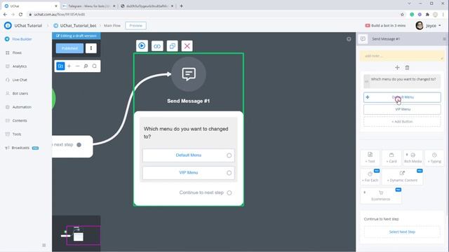 UChat Tutorial 64 - How to Set User Menu in Telegram Bots смотреть онлайн