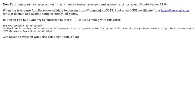 Ubuntu: PHP Curl error code 60: SSL Certificate error unable to get local issuer certificate смотреть онлайн