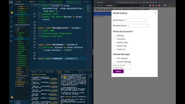 Beginner Project: Simple Greeting Card Generator with React & Styled Components смотреть онлайн