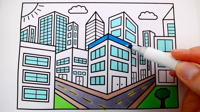 How to Draw a CITY for Kids ???City Drawing for Kids | City Coloring Pages for Kids смотреть онлайн