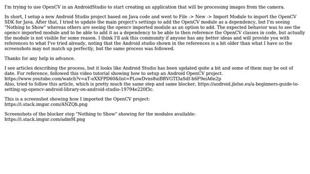 Import OpenCV module to Android Studio blocked by "Nothing to Show" смотреть онлайн