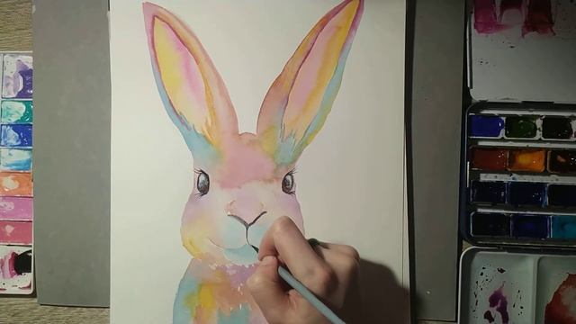 Colorful Watercolor Bunny Painting - Animals Illustration \ Speedpaint смотреть онлайн