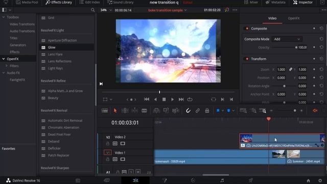 BOKEh EFFECT transition in Davinci resolve! Cool transtion by FLICKER & GLOW! Easy tutorial! смотреть онлайн
