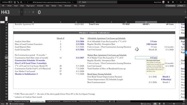 Demo of REFM's Standard Version Mixed-Use Apartment Building Development Pro Forma Excel Tool смотреть онлайн