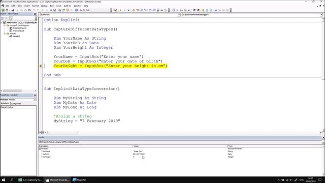 Excel VBA Online Course - 5.3.4 Capturing Numbers and Dates смотреть онлайн