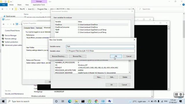 How to Setup java path to Environment Variables in windows 10/jdk and java command line смотреть онлайн