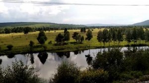 Путешествие по Забайкальскому краю. Вид из окна поезда. Река Хилок.