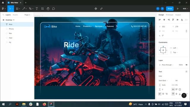 Bike Rider Landing Page UI Design Tutorial in Figma смотреть онлайн