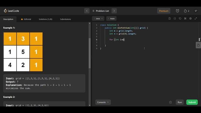 Minimum Path Sum | | LeetCode 64 | Java смотреть онлайн