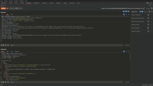 Lab: SQL injection vulnerability in WHERE clause allowing retrieval of hidden data смотреть онлайн