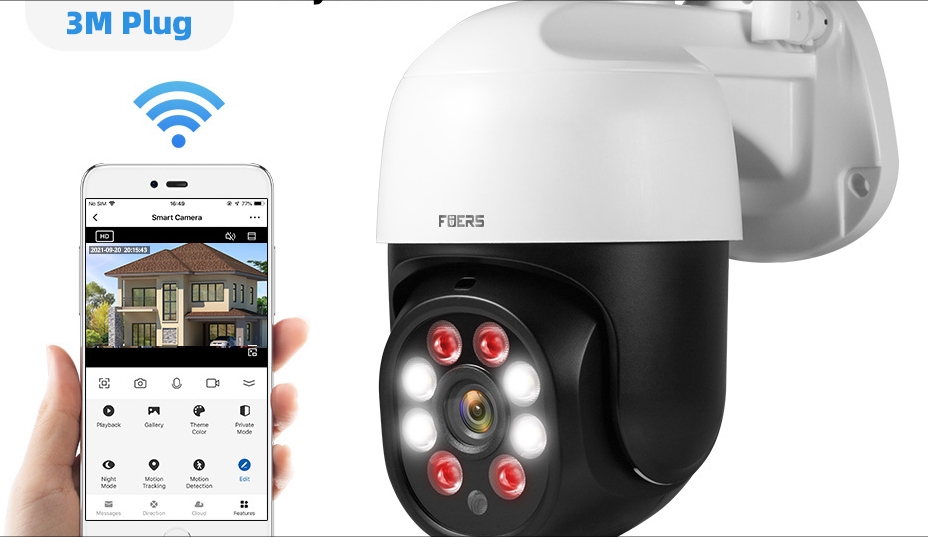 Поворотная WIFI камера видеонаблюдения Fuers Q1 3MP PTZ WIFI CCTV Camera смотреть онлайн