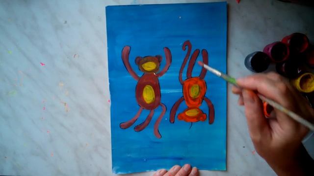 как нарисовать обезьянку для детей с объяснением без ускорения Creativity & Art of Olga Mishina смотреть онлайн