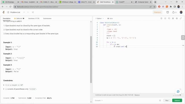 Valid Parentheses LeetCode, NeetCode, Interview, CS, Python. смотреть онлайн