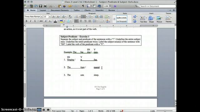 Class 2 Levels 2 & 3 Worksheet 1 - Subject Predicate & Subject Verb смотреть онлайн