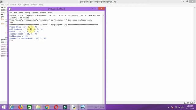 Prime Nos |ODD Numbers| Union| Intersection| Difference| Symmetric difference| Python| CodeDevelope смотреть онлайн
