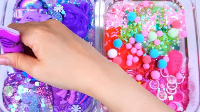 Grapes Pony Vs Strawberry Pinkfong Slime Mixing Random Shiny Things Into Slime #ASMR  #slimevideos