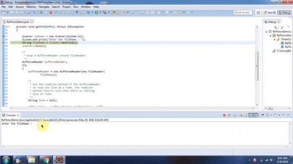 rethrow Exception | Java Exception handling